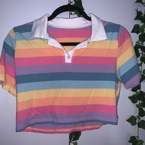 Cropped multi colored collared tee